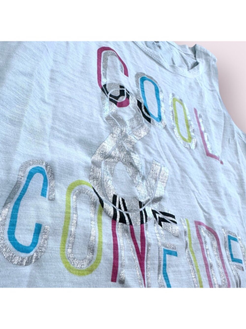 Crazy 8 Girls Cool & Confident Blue Graphic Tank Top Sleeveless Shirt Size XL 14 - Picture 2 of 3
